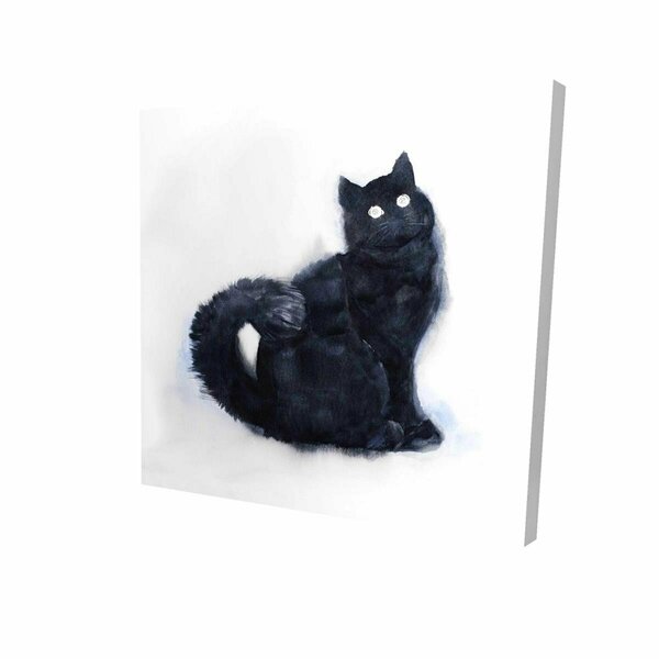 Fondo 12 x 12 in. Furry Black Watercolor Cat-Print on Canvas FO2785170